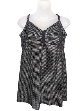 Baltex Black White Polka Dot Skirted One Piece Swimsuit Size 16 Swim Dress